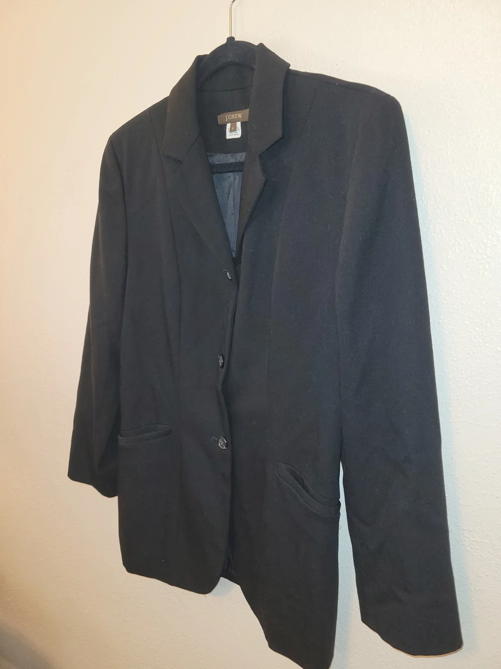 J.Crew Vintage Womans Black 100% Wool Blazer Made in Japan Size 8